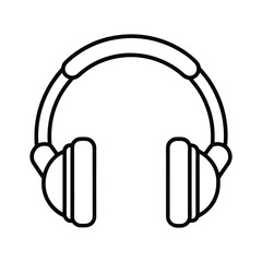 Minimalist Headphones Icon – Black and White Line Drawing of Padded Over-Ear Design