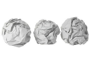 Fototapeta premium Three Crumpled White Paper Balls on Black Background Isolated Studio Shot