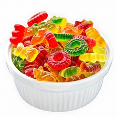 A white ceramic bowl filled with an assortment of sweets 