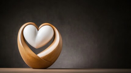 Beautiful Wooden Heart Sculpture Symbolizing Love and Togetherness