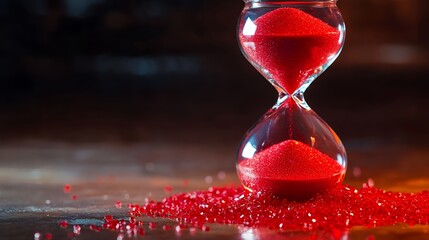 Translucent hourglass with memories as sand, some grains glowing red to signify cognitive health concerns.