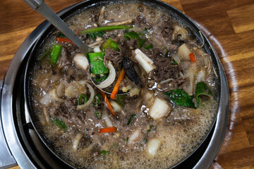 boiling mushroom bulgogi stew