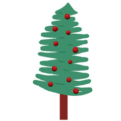 Seasonal Holiday Tree with Star Topper Illustration