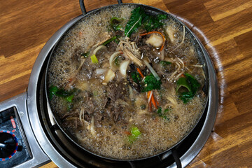 boiling mushroom bulgogi stew