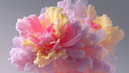 Obraz premium Abstract floral explosion of soft pinks and yellows