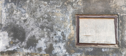precise photo of a plain plastered wall with a square window, for a backdrop or wallpaper for selling building equipment