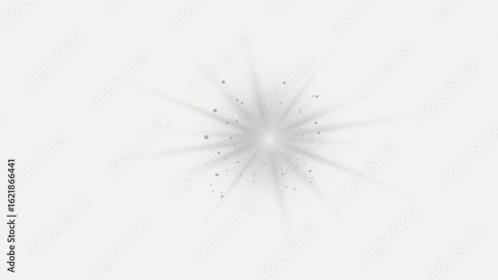 Poster light effect with starburst and sparks, dynamic and glowing design element, transparent background, 