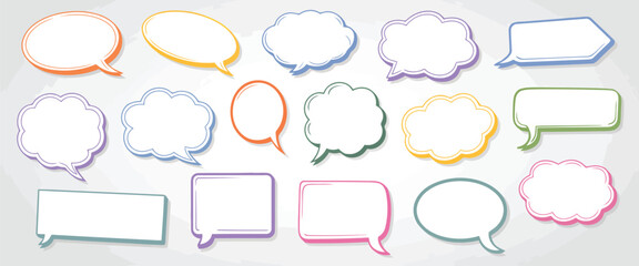 Obraz premium Colorful speech bubbles diverse shapes communication dialogue talk conversation vector