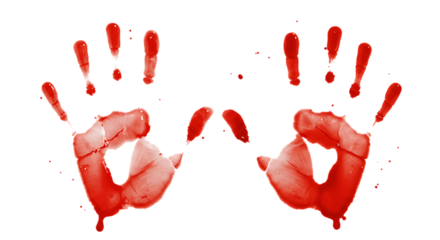 Bloody Handprints on Black Background for Halloween or Crime Scene