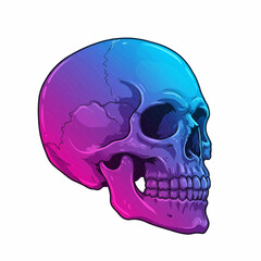  Colorful Skull Vector Side Gradient Neon Design