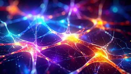 Neural Pathways: A vibrant and intricate illustration of neural networks in the human brain, showcasing the complexity and beauty of the nervous system. 