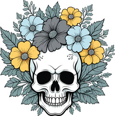 Aesthetic Floral Skull Graphic