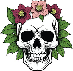 Aesthetic Floral Skull Graphic