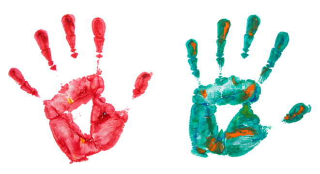 Colorful Handprints on Black Background Child Art Creativity and Family Fun