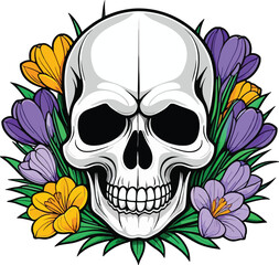 Aesthetic Floral Skull Graphic