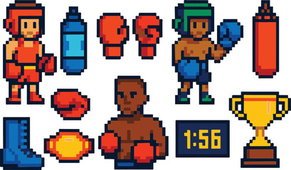 boxing pixel art, eps 10 illustration