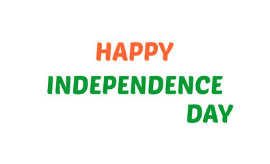 Happy Independence Day Text in Indian Flag Colors - Orange and Green on White / Png Background