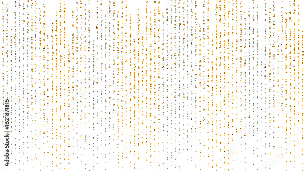 Poster golden rain-like abstract pattern of falling rectangular particles, creating a dazzling and festive 