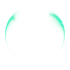 Green glowing electric arc ring on transparent background
