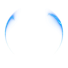 Blue glowing electric arc ring on transparent background
