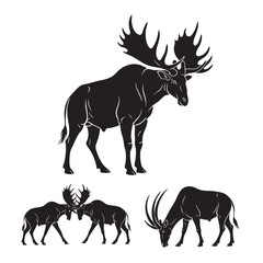 Sivatherium Silhouettes as an Extinct Giraffid Icon Set © MAHEDI
