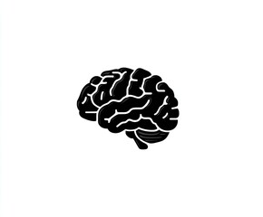 Silhouette of a human brain, outlined in a stylized way, showing the gyri and sulci,  on a plain white background