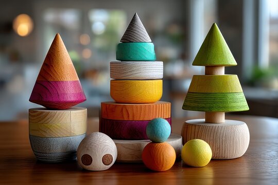 Colorful wooden stacking toys