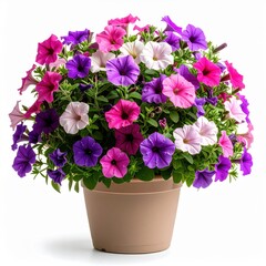A vibrant studio image of a potted pansy plant with its velvety flowers