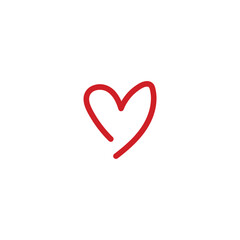 Vector illustration of a red heart icon with a minimalist design on a white background. This symbol of love, affection, and emotion is often used in graphic design, social media, and romantic-themed d