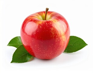 Whole apple fruit with leaves, realistic photography style,
