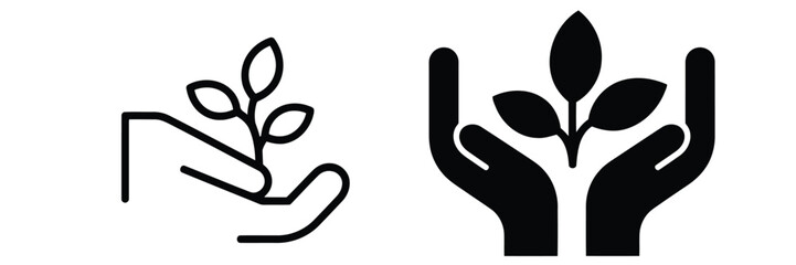 Two hands cupping a growing plant sprout growth