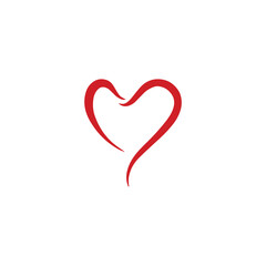 Vector illustration of a red heart icon with a minimalist design on a white background. This symbol of love, affection, and emotion is often used in graphic design, social media, and romantic-themed d