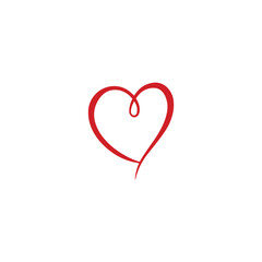 Vector illustration of a red heart icon with a minimalist design on a white background. This symbol of love, affection, and emotion is often used in graphic design, social media, and romantic-themed d
