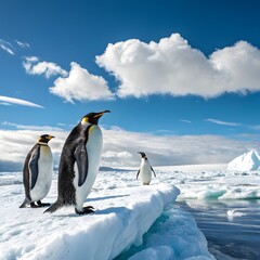 King Penguins on an Ice Floe