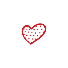 Vector illustration of a red heart icon with a minimalist design on a white background. This symbol of love, affection, and emotion is often used in graphic design, social media, and romantic-themed d