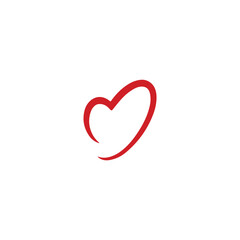 Vector illustration of a red heart icon with a minimalist design on a white background. This symbol of love, affection, and emotion is often used in graphic design, social media, and romantic-themed d