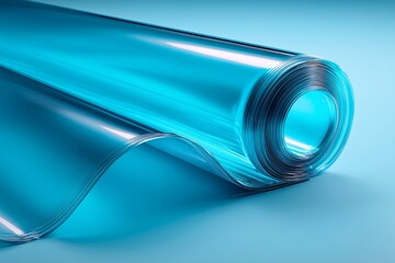 Soft blue plastic wrapper on light background
