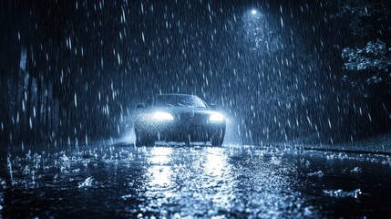 Rainy night street scene