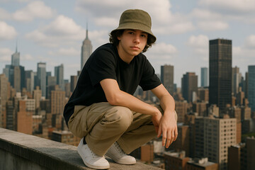 young man in urban environment