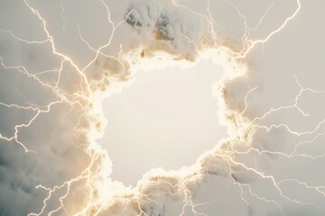 Lightning bolt cutting through blank white space for text placement, clean energy-themed background for mockup.
