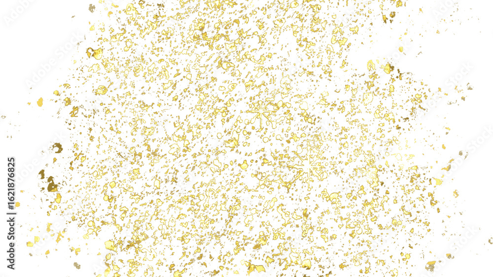 Poster vibrant golden glitter or sparkling dust scattered in an abstract pattern on a transparent backgroun