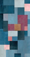 Abstract geometric pattern of overlapping squares in muted colors