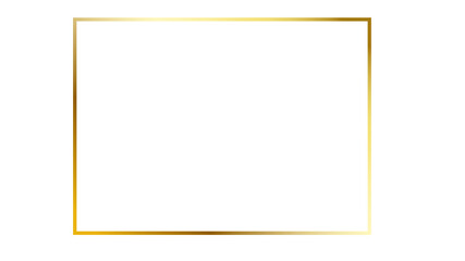 Elegant golden rectangular frame with a sleek, minimalist design on a transparent background,...