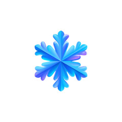 Symmetrical Blue Snowflake - Icy Crystal Icon for Design