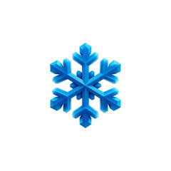 Geometric Blue Snowflake - Crystalline Icon Isolated on White