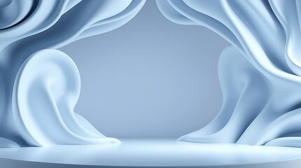 Abstract 3d rendering of wavy blue futuristic background design.