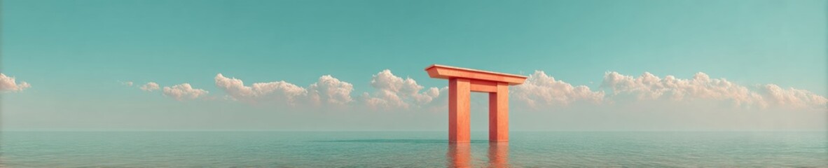 Fototapeta premium Marine Day In Japan Torii Gate at Sunset Premium Serene Summer Tradition and Obon Festival Visual for Millennial Travel Advertising Campaigns