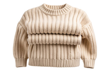 Chunky Knit Sweater with Ribbed Texture, isolated on transparent background