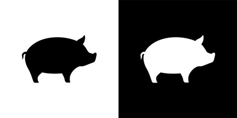 Black and white silhouette of a pig.