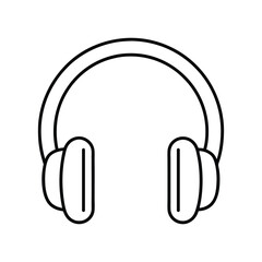 Minimalist Headphones Icon – Black and White Line Drawing of Over-Ear Audio Accessory